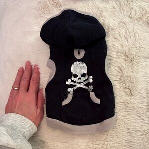 Skull & Crossbones Dog Hoodie - Black and Gray